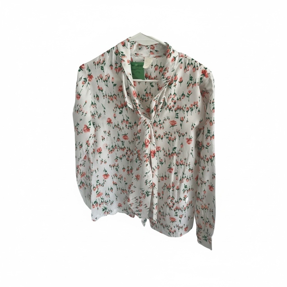 🔻Vintage 1970's tie-front floral blouse size large
